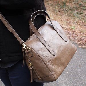 Fossil Sydney Satchel in Grey Mushroom